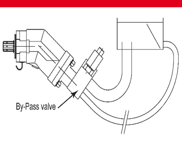 By-pass Ventil für XPi-, XAi-Pumpen von Hydro-Leduc, Skizze, roter Balken oben