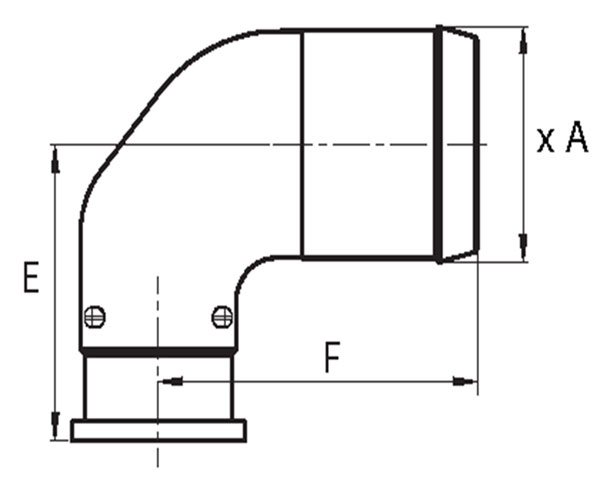 LKW-Hydraulik Zubheör für Konstantpumpen Ansaugstutzen 90° gebogen von Hydro-Leduc, Zeichnung