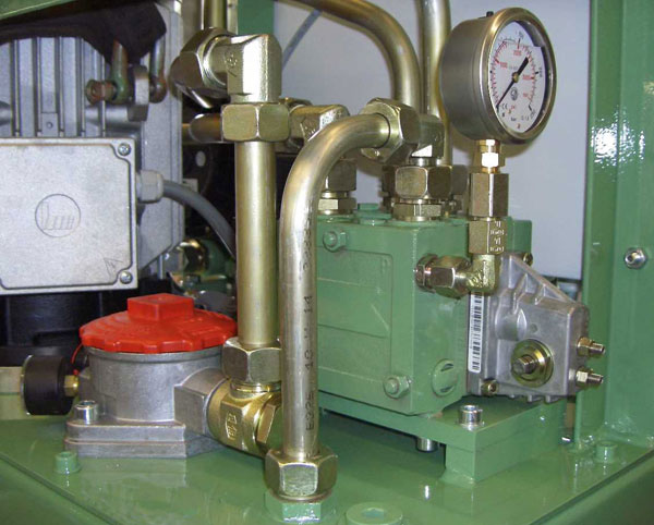 Frankonia Hydraulik Sonderaggregat grün, Thermostatanzeige, roter Deckel