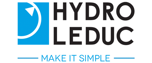 Hydro-Leduc Logo, blau schwarz, Kolbenpumpen, Hydraulikmotoren & mehr